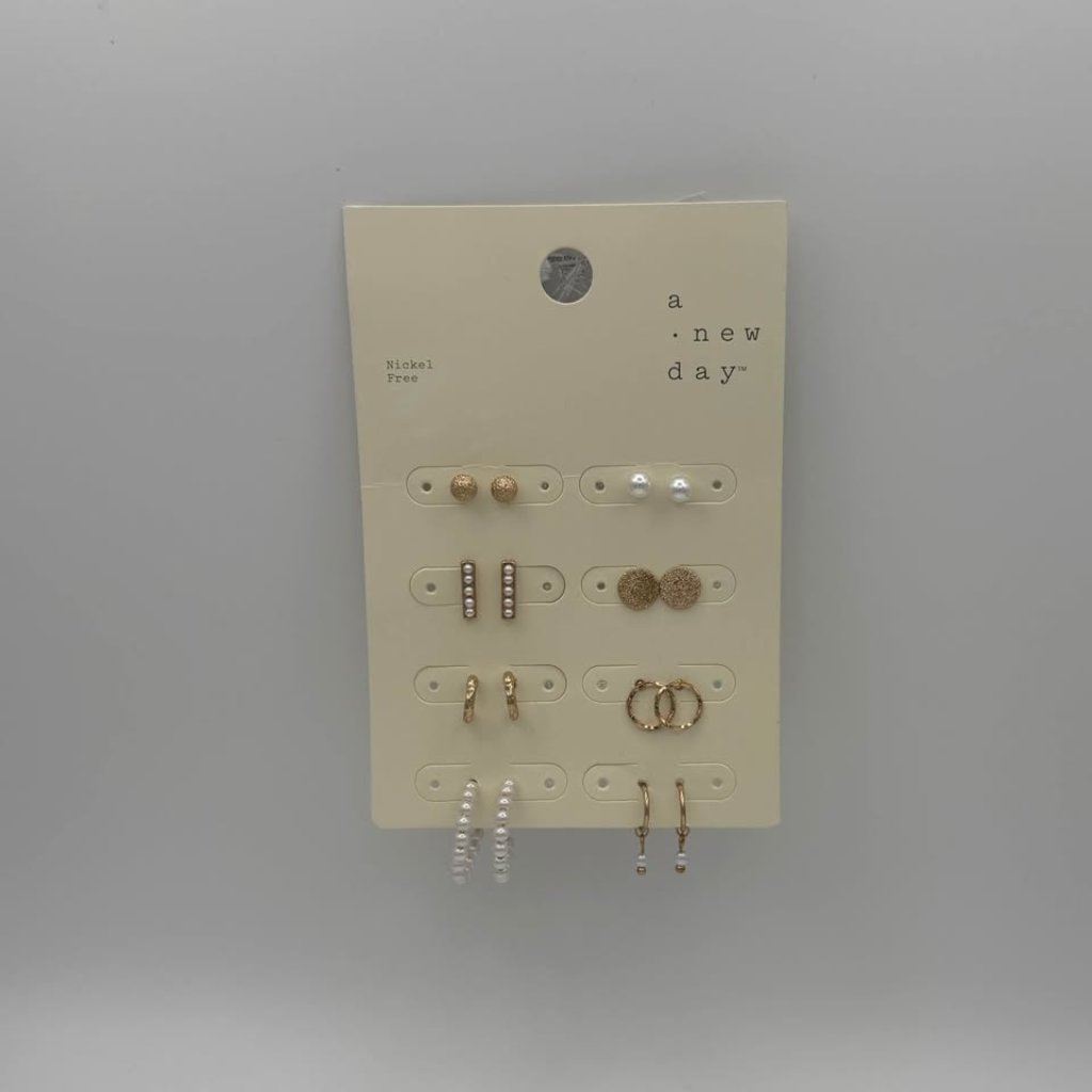 8 Pc. Mixed Style Gold Earring Set-#2